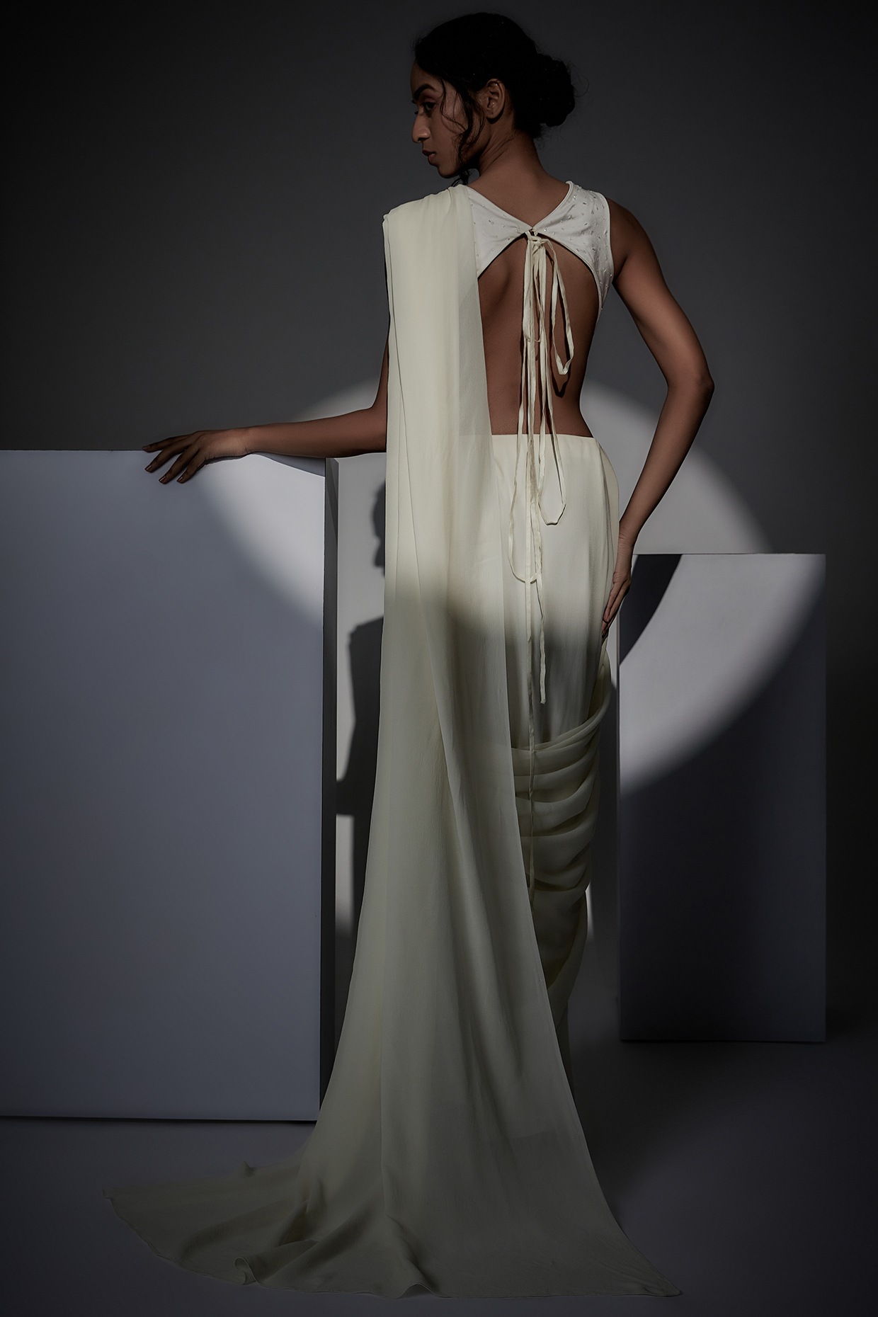 Off White One Shoulder Gown Design by Wendell Rodricks at Pernia's Pop Up  Shop 2024